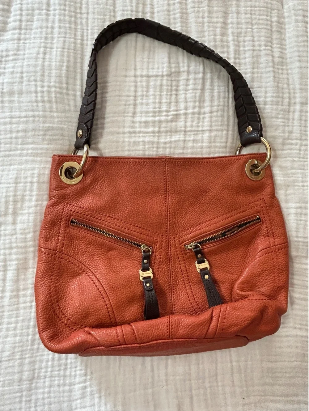 B Makowsky Leather Hobo Shoulder Bag Purse